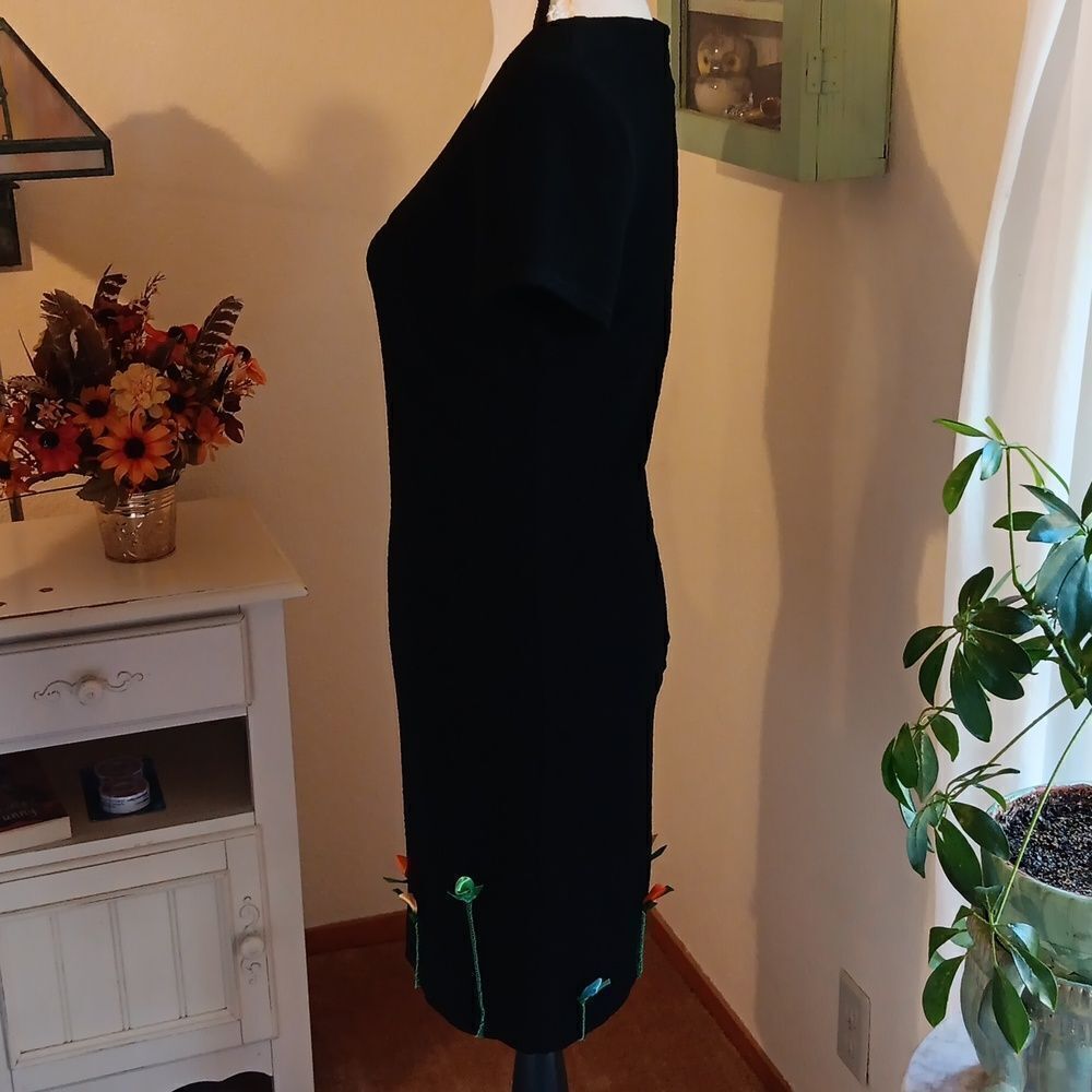 Joseph Ribkoff Knit Dress With Ribbon Flower Embellishments - Picture 4 of 13
